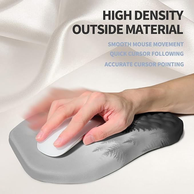 Ergonomic Raised Mouse Pad Wrist Support with Bilateral Slope Memory Foam Mousepad for Wrist Rest and Carpal Tunnel Support 11.8x7.9〃Forest