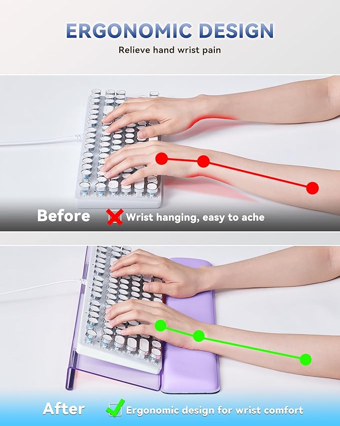 Computer Keyboard Stand for Desktop, Keyboard Wrist Rest Holder Stand for Easy Typing with Wrist Pad for Office Desk, Home, School(Purple)