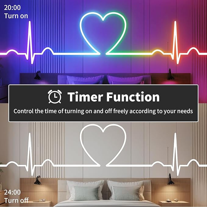 5M RGBIC LED Strip Lights, 5V Mardi Gras Outdoor Neon Rope Light with App/Remote Control, Color Changing, Easter Waterproof Cuttable Silicone Light for Valentines Bedroom TV Gaming Room Bar Wall Decor