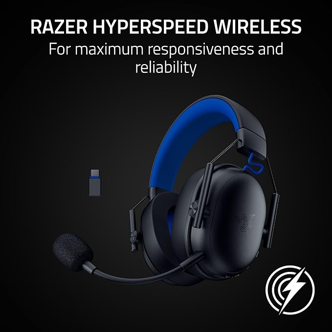 Razer BlackShark V3 X HyperSpeed Wireless Gaming Headset for PS5: 50mm Drivers - Cardioid Mic - 2.4 GHz, Bluetooth - Works with PC, Mac, Nintendo Switch, Smartphone - Long Battery Life - Black
