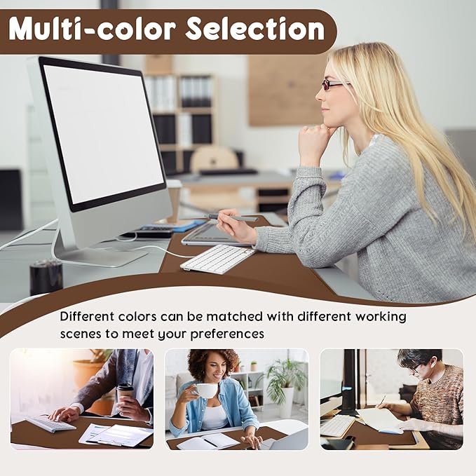 Konohan Heated Desk Pad Warm Mouse Pad, 5 Heating Level & 4 Hour Auto Shut-Off, PU Leather Warm Mouse Mat Heating Keyboard Gaming Mice Warmer Mat Only Supports 110v(Brown Color,31.5" X 13")