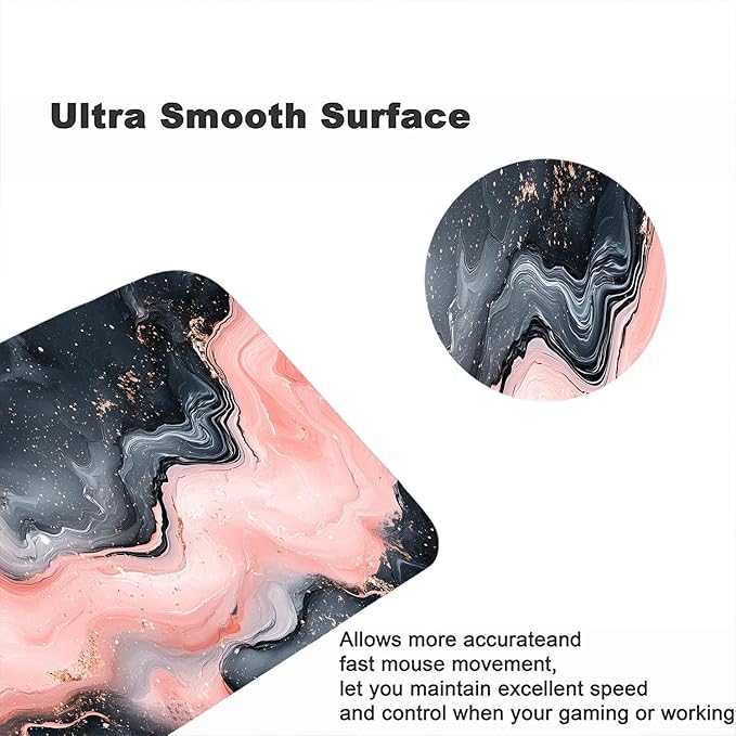 Marble Desk Pad Mouse Pad Abstract Fluid Pink and Black XL Mouse Pad Large Mousepad Extended Laptop Keyboard Mat Gaming Desk Pad Mouse Mat 31.5"x11.8" Office Computer Keyboard Laptop Home