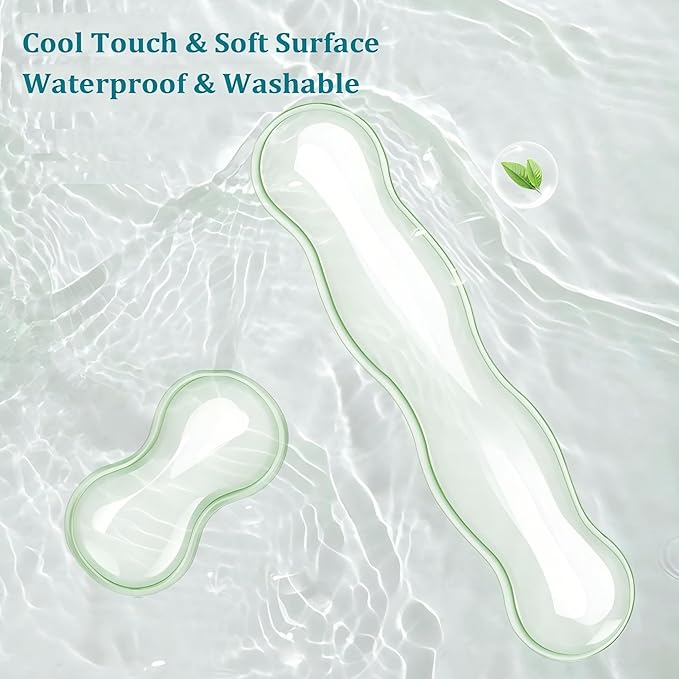 Clear Gel Mouse Wrist Rest, Wrist Support Wrist Pad for Typing, Ergonomic Cool Wrist Rest for Mouse, Hand Mouse Wrist Rest for Office, Gaming, Computer, Laptop - Transparent Green