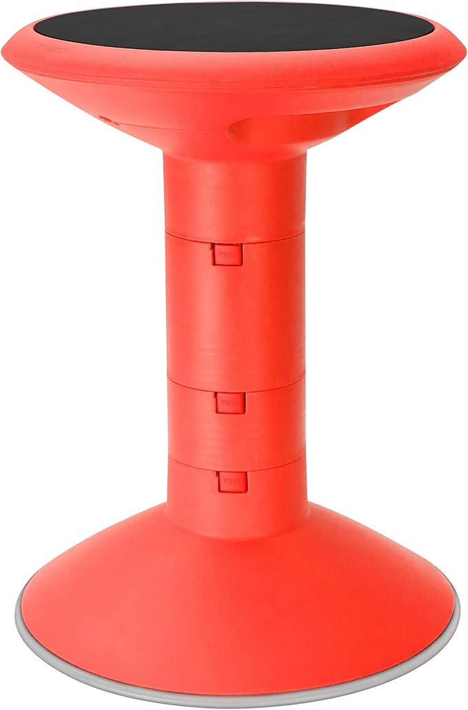 Storex Active Tilt Stool – Ergonomic Seating for Flexible Office Space and Standing Desks, Adjustable 12-24 Inch Height, Red (00324A01C)
