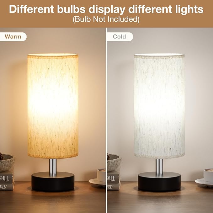Small Table Lamp for Bedroom - Bedside Lamps for Night Stands, Minimalist Nightstand Light Lamp, Desk Lamps for Living Room, Office, Dorm