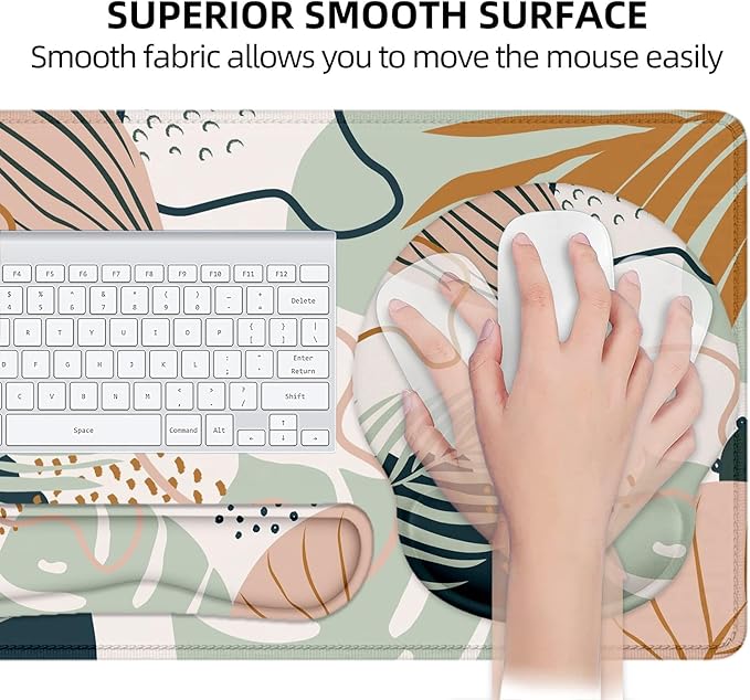 LATEEFAH Mouse Pad with Wrist Rest, Large Mouse Pad, Ergonomic Gaming Desk Pad Keyboard Wrist Rest Set, 4-in-1 Desk Mat Keyboard Mat for Home, Office