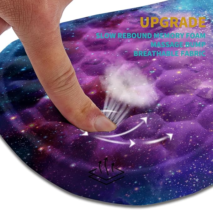 Hokafenle Ergonomic Mouse Pad Wrist Support, Wrist Rest Mousepad for Carpal Tunnel with Integrated Memory Foam Slope Massage Bulge (11.8x7.9 inch,Galaxy Nebula Space)