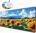 Gaming Mouse Pad Large Mousepad Sunflower Desk Mat 24x12 Desk Pad XL Computer Mat with Stitched Edge Rubber Base for Work Women Home Office