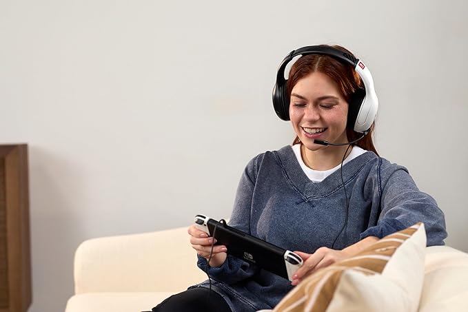 Turtle Beach Airlite Fit Wired Gaming Headset: Officially Licensed for Nintendo Switch, Nintendo Switch Lite & OLED Model - Flip-to-Mute Mic, Over-Ear Comfort Cushions, 40mm Speakers - White & Black