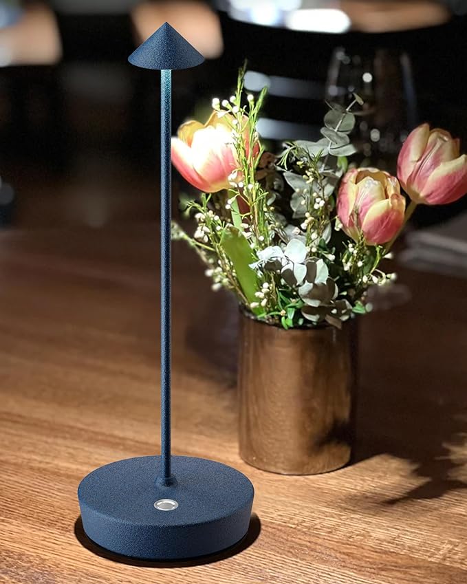 Cordless Table Lamps Rechargeable, 6000mAh Battery Operated LED Desk Lamp Outdoor Waterproof Portable Touch Dimmable Table Light for Patio Restaurant Dining Home Set of 2 Blue