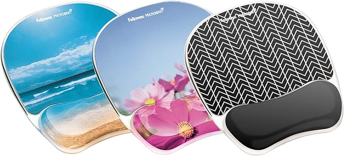 Fellowes Photo Gel Mouse Pad Wrist Rest with MICROBAN - Black Chevron (9549901)