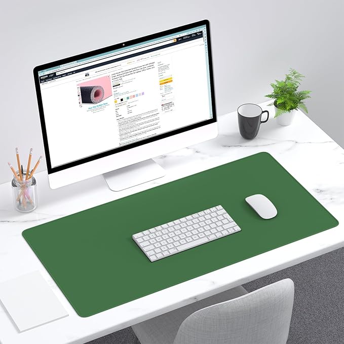 Dapesuom Large Gaming Mouse Pad, Extended Mouse Mat with Stitched Edges, Full Size Keyboard Pad with Non-Slip Base, Big XXL Computer Desk Mats for Gamer, Laptop, Office, 31.5 x 15.7in, Forest Green