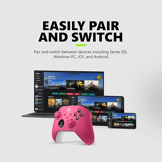 Xbox Wireless Gaming Controller (2025) – Deep Pink – Play on, Windows, Android, iOS, FireTV Sticks, Smart TVs, VR Headsets