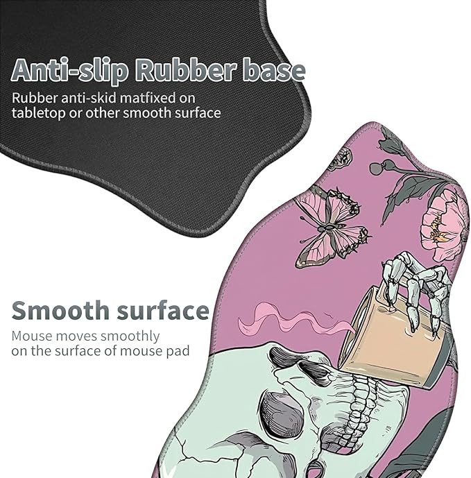 Skull Coffee Pink Large Gaming Mouse Pad Plus a Coaster, 35.4 x 15.7 inches Desk Mat Extended XXL Mousepad with Stitched Edge Non-Slip Rubber, Desk Pad Computer Mouse Mat for Home Office