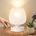 Soilsiu Bedside Table Lamp - Touch Small Lamp for Bedroom Nightstand, 3-Way Dimmable, White Opal Glass Shade, Warm LED Bulb Included