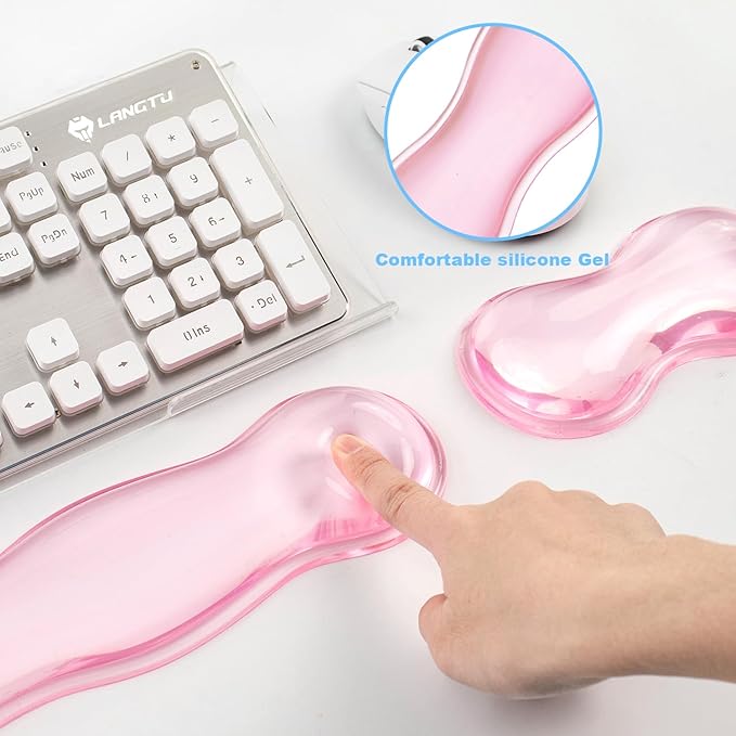 Keyboard Wrist Rest - Gel Wrist Rest for Computer Keyboard and Mouse, Acrylic Clear Keyboard Stand for Desktop, Ergonomic Keyboard Riser with Wrist Rest Support