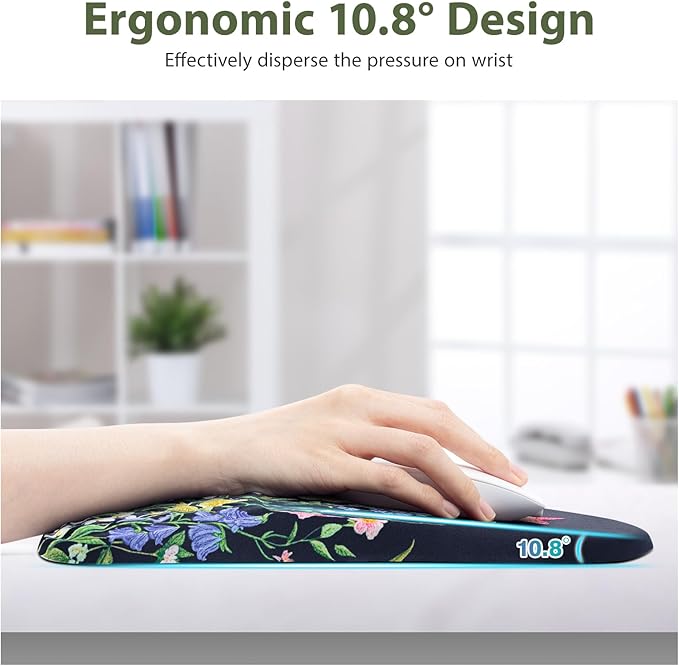 EYROZILL 3 in 1 Ergonomic Mousepad with Wrist Rest, Gaming Keyboard Mouse Pad with Wrist Support Non-Slip Base Massage Design (Butterfly)