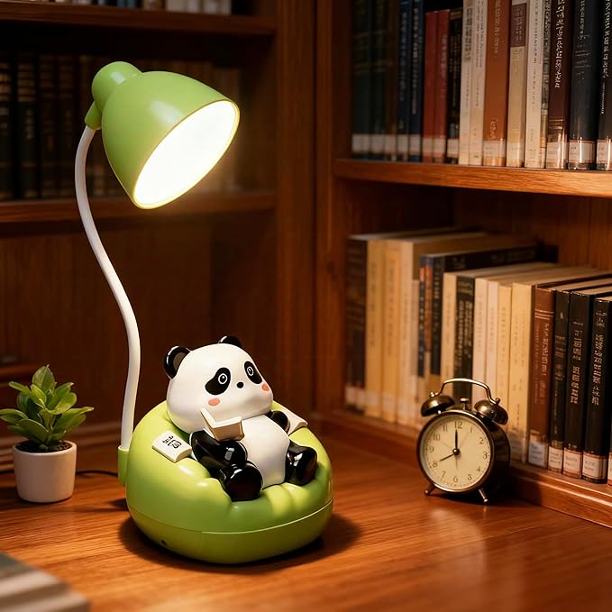 LED Desk Lamp with USB Charging Port, Gooseneck, Cute Panda Night Light for Bedroom Study Room, Boys Girls Children, Touch Control, 500 mAh, Rechargeable Lighting Decor for Boys Girls
