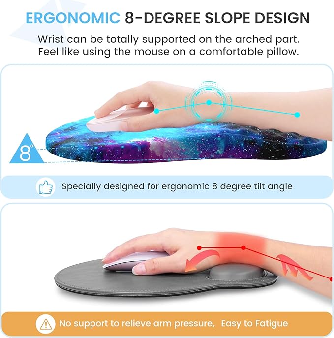 Desk Mat with Wrist Support, Desk Pad for Keyboard and Mouse, Purple Desk Mat, Keyboard Pad and Mouse Pad Combo, Ergonomic Mousepad Gaming for Office, Galaxy Space Purple Nebula