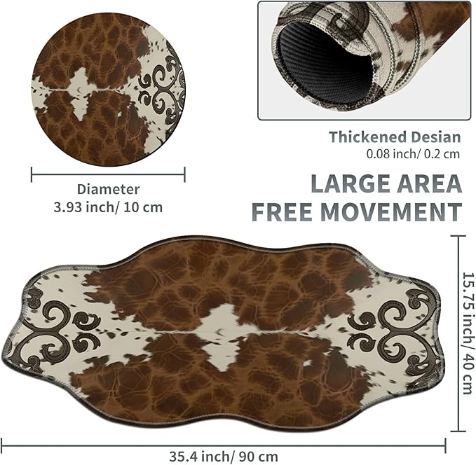 Art Leopard Large Gaming Mouse Pad Plus a Coaster, 35.4 x 15.7 inches Desk Mat Extended XXL Mousepad with Stitched Edge Non-Slip Rubber, Desk Pad Computer Mouse Mat for Home Office