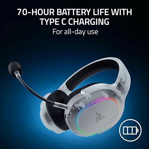 Razer Barracuda X Chroma Wireless Gaming Headset: 2.4GHz Wireless & Bluetooth - Lightweight - RGB - 40mm Drivers - Cardioid Mic - 70 Hr Battery - For PC, Mac, PS5, Switch 2, Smartphone - Phantom White