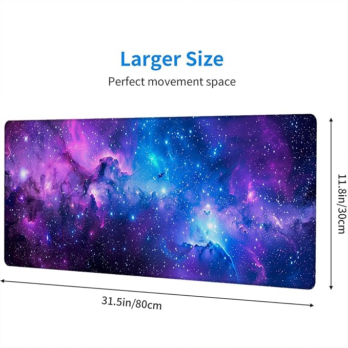 Purple Galaxy Desk Mat Space Nebula Universe XL Mouse Pad Large Mousepad Extended Laptop Keyboard Mat Gaming Desk Pad Mouse Mat 31.5"x11.8" Office Computer Keyboard Laptop Home