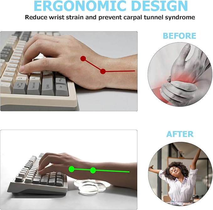Gel Cloud Wrist Rest Keyboard, Cute Wrist Rest for Computer Keyboard, Ergonomic keyboard Wrist Rest and Soft Mouse Wrist Rest for Typing, Suitable for Office, Home, Computer, Gaming, Clear