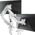 ARES WING Dual Monitor Arm for 17-35 Inch Flat Curved Ultrawide Screens Up to 26.5lbs, Fully Adjustable Dual Monitor Mount, C-Clamp & Grommet Base, 75/100 Vesa Mount, White
