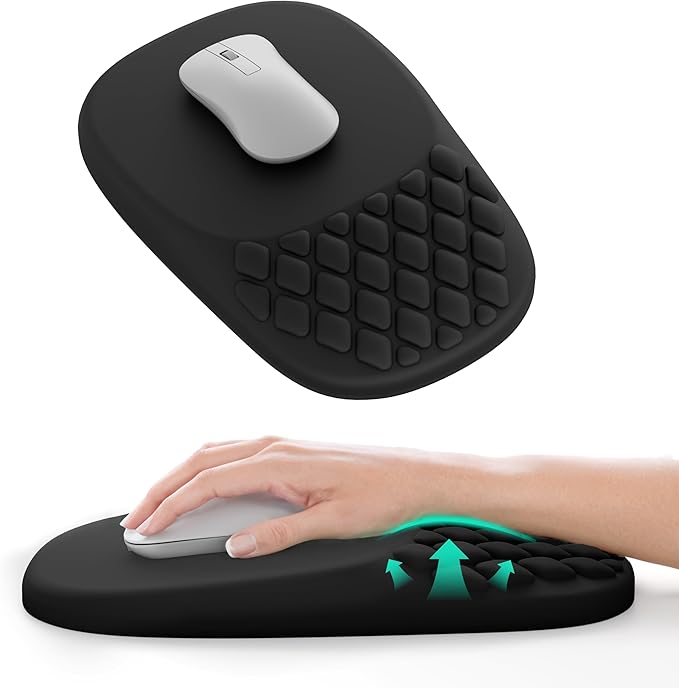VAGAU Ergonomic Mouse Pad with Wrist Support, Wrist Rest Mousepad Memory Foam & Non-Slip PU Base for - Gaming, Office and Home (Black)