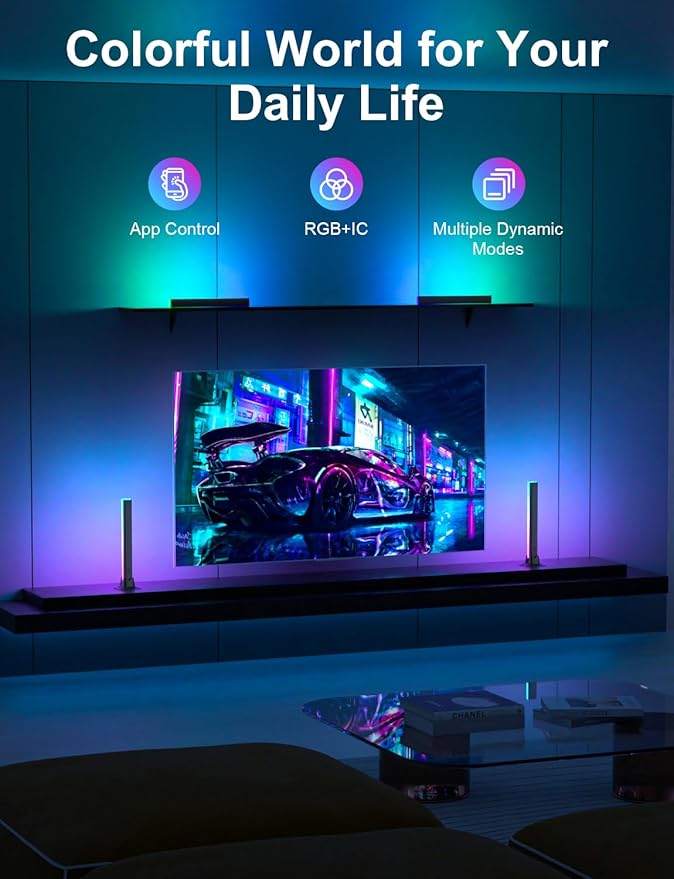 RGB Light Bar, Smart LED Light Bar Work with Alexa, Music Sync, APP & Remote Control, USB Powered TV Backlight, Color Changing Ambient Lighting for Room PC Monitor Gaming Desk (Adapter not Included)