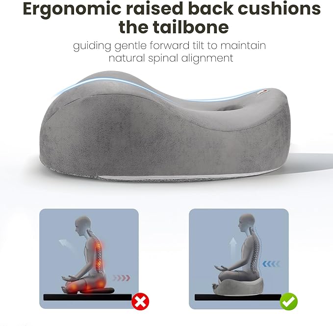 Meditation Cushion & Yoga Seat for Meditation - Cross Leg Floor Cushion for Meditator at Home, Ergonomic Comfortable Memory Foam Zafu Relieves Numbness Tailbone & Hip Pain from Long Sitting.
