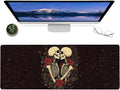 Skull Skeleton and Rose Gaming Mouse Pad,12x31.5in Non-Slip Rubber Gothic Romantic Dark Desk Mat,Large Extended Horror Mousepad for Office Home Laptop,Mice Pads Gifts,Game Lover Deskmat Decor