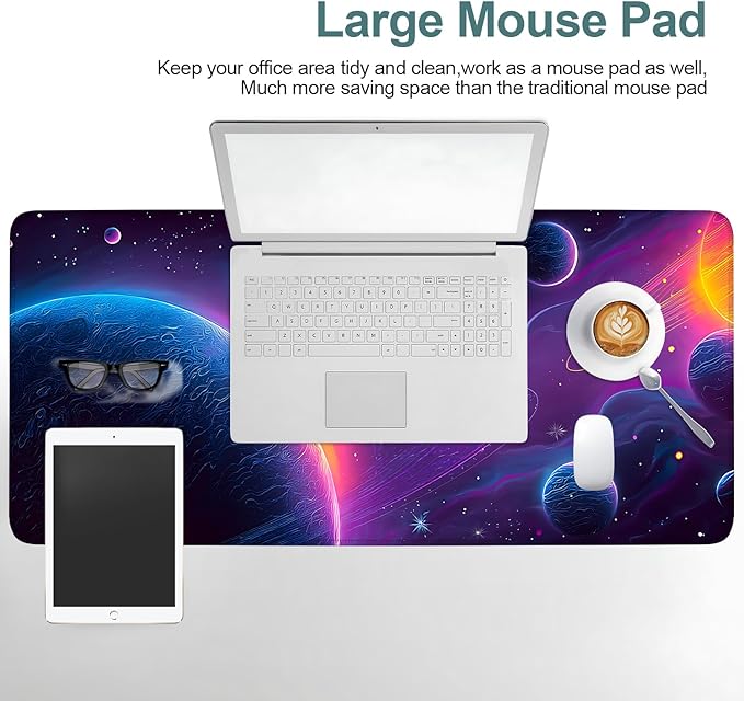 Interstellar Extended Gaming Mouse Pad 35.4x15.7Inch Large Desk Mat Anti-Slip Rubber Base & Durable Stitched Edges for Gamers Smooth Mouse Writing Surface for Desk Office/Home
