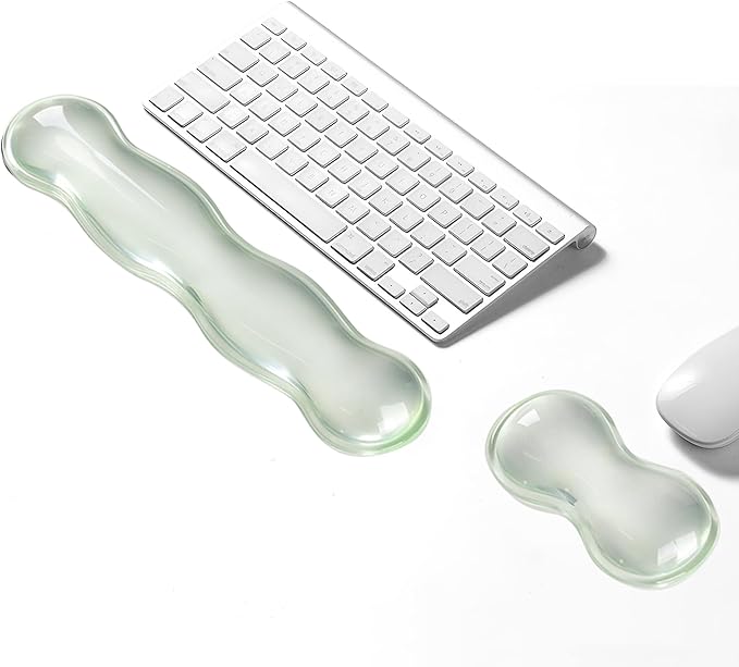 Gel Keyboard Wrist Rest Set, Clear Wrist Rest for Keyboard and Mouse, Ergonomic Keyboard Mouse Wrist Rest for Typing, Suitable for Office, Gaming, Computer, Laptop - Transparent Green