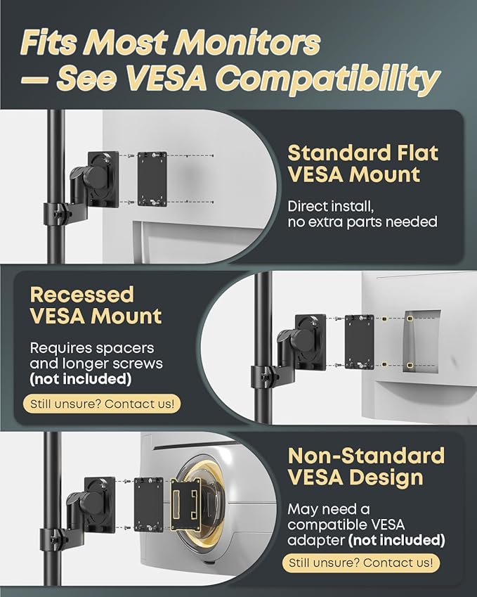Dual Monitor-Arm Ultrawide Heavy Duty - 24-57 inch Vertical Dual Monitor Mount, Adjustable Stacked Double Monitor Desk Mount Stand, Max Load 59.4 lbs (per Screen), VESA 75 100 mm, Black