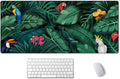 SSOIU Tropical Plants and Birds Large Desk Pad, Extra Large Gaming Mat, Non Slip Rubber Base, Stitched Edges - 35.5" x 15.7" for Work, Game, Office, Home