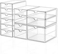 Makeup Drawer Storage Organizer with 13 Drawers, 3 Set Acrylic Office Desk Organization and Storage, Dustproof Drawer Organizer for Makeup, Office, Countertop, Jewelry, Pen, Desktop, Bathroom, Bedroom