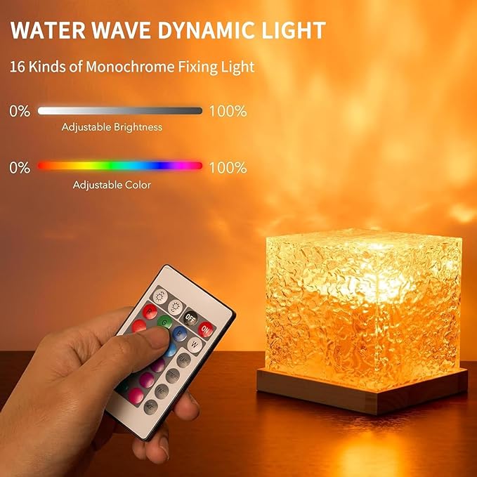 Ocean Wave Projector Light, 16 Color RGB Mood Light with Remote, 3D Water Ripple Night Light for Kids Room, Meditation, Yoga, Home Decor(2 Pcs)