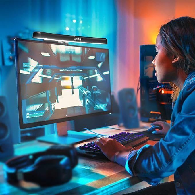Monitor Light Bar Curved, RGB Backlight, Computer Screen Lamp for Eye Care, Dual Light Mode with Touch Control Timed, Gaming Accessory, Radius of Curvature 1500 mm