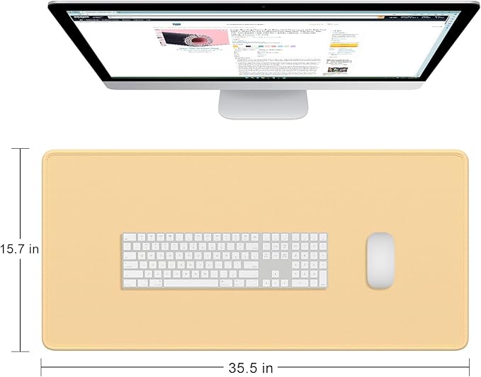 Dapesuom Large Gaming Mouse Pad, Extended Mouse Mat with Stitched Edges, Full Size Keyboard Pad with Non-Slip Base, Big XXL Computer Desk Mats for Gamer, Laptop, Office, 35.5 x 15.7in, Navajo White