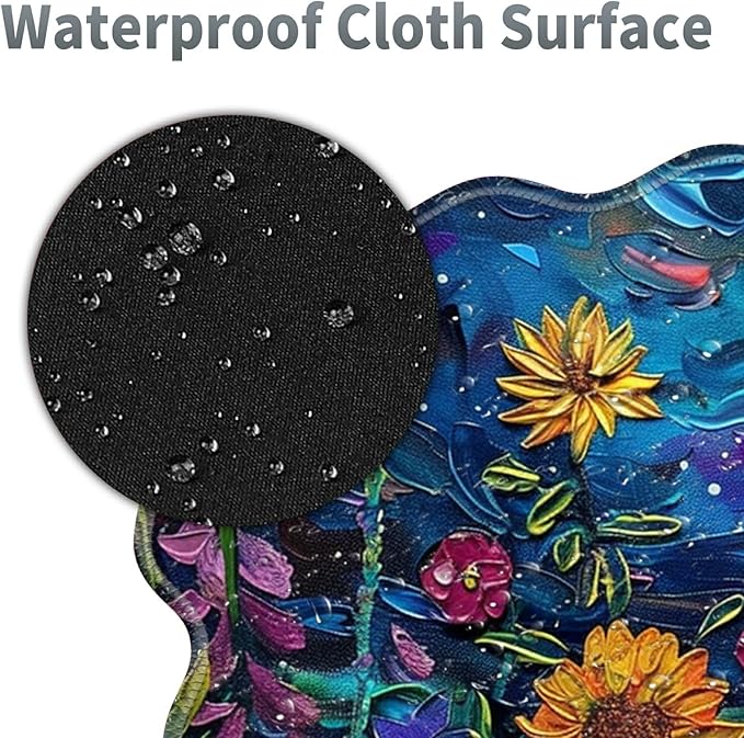 Vibrant Watercolor Flowers Large Gaming Mouse Pad Plus a Coaster, 31.5 x 11.8 inches Desk Mat Extended XL Mousepad with Stitched Edge Non-Slip Rubber, Desk Pad Computer Mouse Mat for Home Office