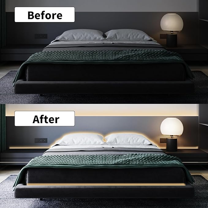 16.4FT/5M COB LED Strip Light, Warm White 3000K LED Tape Lights, Cuttable LED Lights CRI93+ Flexible Dimmable Light Strip for Bedroom TV Backlight Mirror Kitchen Cabinet Decor(with Plug)