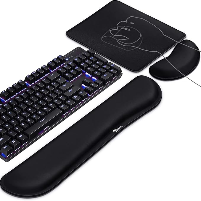 Gimars 3Pcs Memory Foam Keyboard Wrist Rest, Mouse Pad Wrist Support for Easy Typing, Ergonomic, Comfortable Keyboard Mouse Pad Set for Computer, Laptop, Home & Office