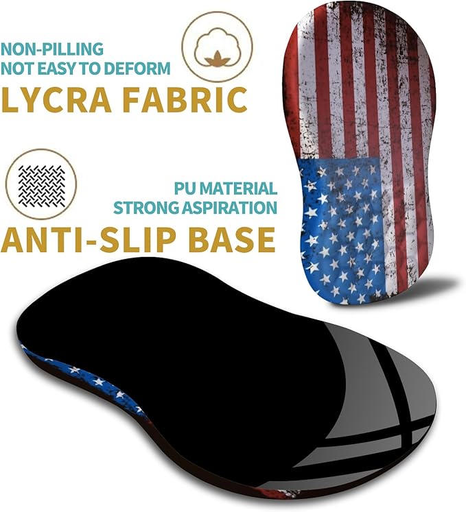 Hokafenle Ergonomic Mouse Pad Wrist Support with Massage Design, Wrist Rest Mousepad with Memory Foam&Non-Slip PU Base, Mouse Pads for Wireless Mouse & Desk (12x8 inch,USA Flag)