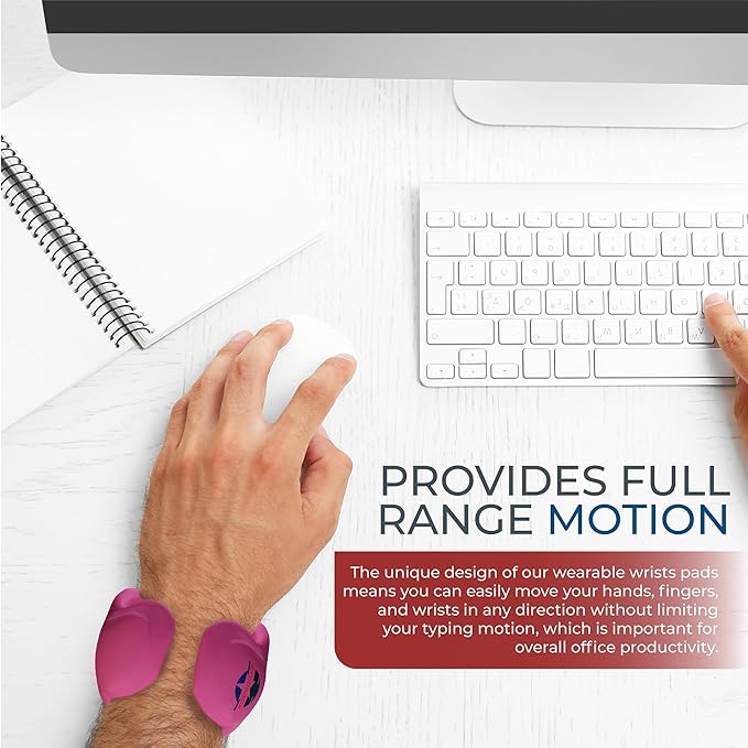 Wearable Gaming Wrist Rest for Keyboard, Mouse pad, Laptop, and PC Work or Gamer Support. (Pink, X-XL)