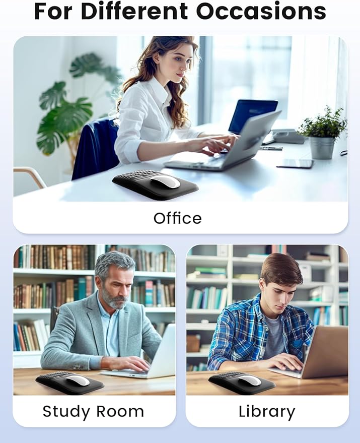 Vaydeer Ergonomic Mouse Pad with Wrist Rest – Memory Foam Mouse Pad with Wrist Support & Massage Bulge, Non-Slip PU Base, Relieves Carpal Tunnel Pain – Ideal Mouse Wrist Rest for Office & Home