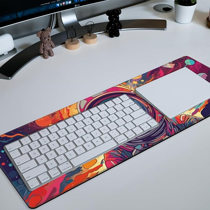 Large Mouse Pad Astronaut in The Universe Extended Gaming Mousepad Waterproof Desk Pad with Non-Slip Base and Stitched Edge Keyboard Pad 11.8 x 31.5 Inch Mouse Mat for Home Office Desk Decor