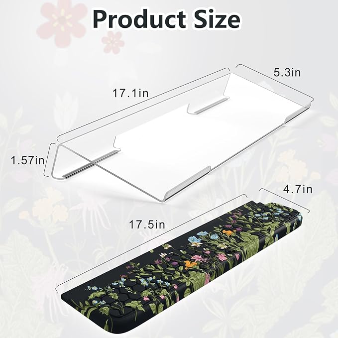 HAOCOO Acrylic Tilted Keyboard Riser, Wrist Rest for Computer 3-Level Height Adjustment, Hand Rest for Easy Ergonomic Typing, Keyboard Wrist Pad Work from Home