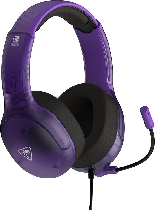 Turtle Beach Airlite Fit Wired Gaming Headset: Officially Licensed for Nintendo Switch, Nintendo Switch Lite & OLED Model - Flip-to-Mute Mic, Over-Ear Comfort Cushions, 40mm Speakers - Ghost Purple