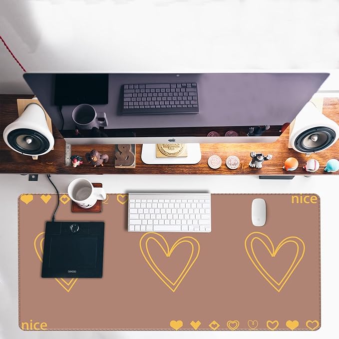 Extended Large Computer Gaming Mouse Pad Desk Mat(31.5×15.7 in),Desk Pad with Non-Slip Base and Stitched Edges,Suitable for Work Office Large Gaming Mouse Pad Desktop Pad (A20-Brown)